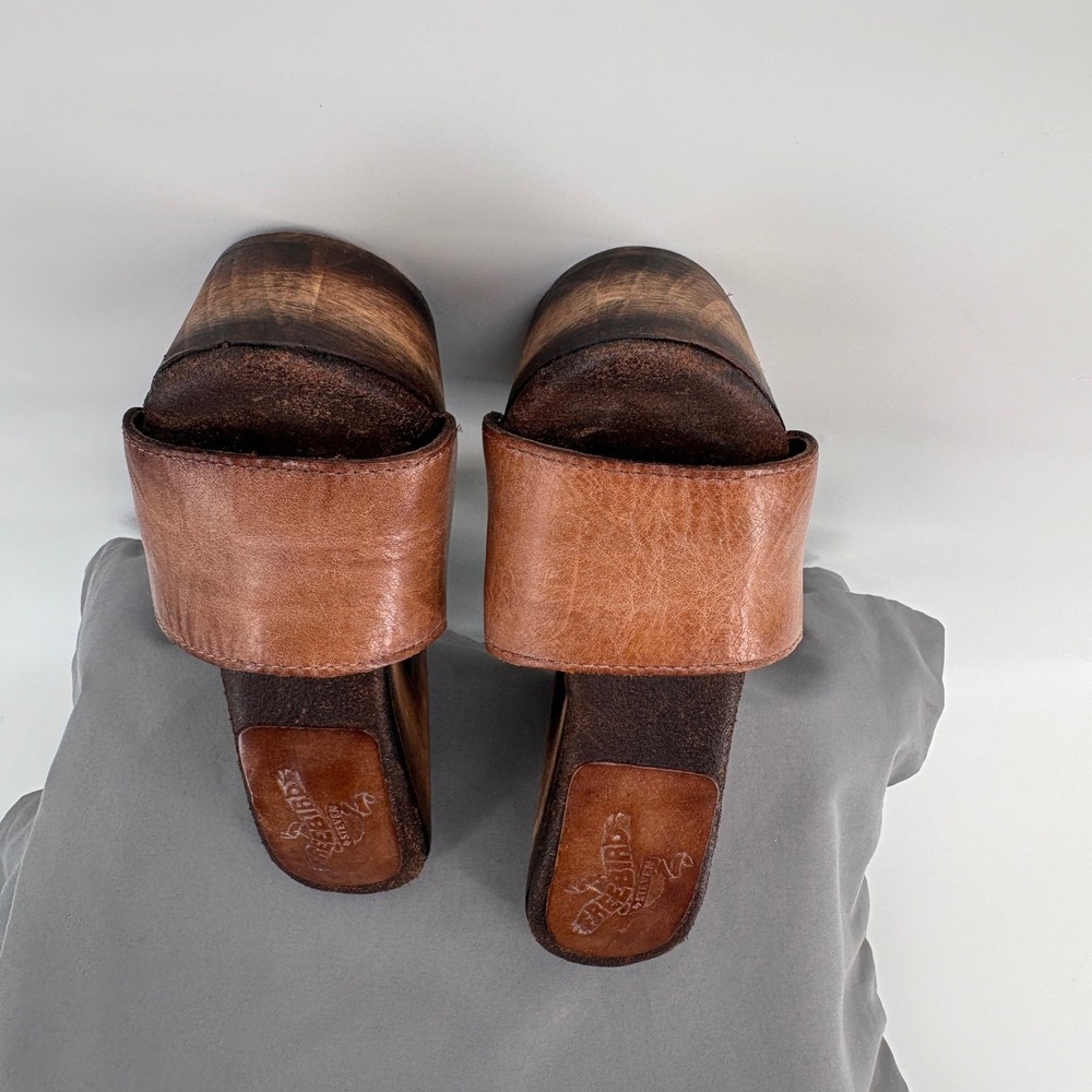 Freebird by Steven Cuba Tan Leather Wood Platform Clog Sandals Womens 7 FB-CUBA - Picture 8 of 14